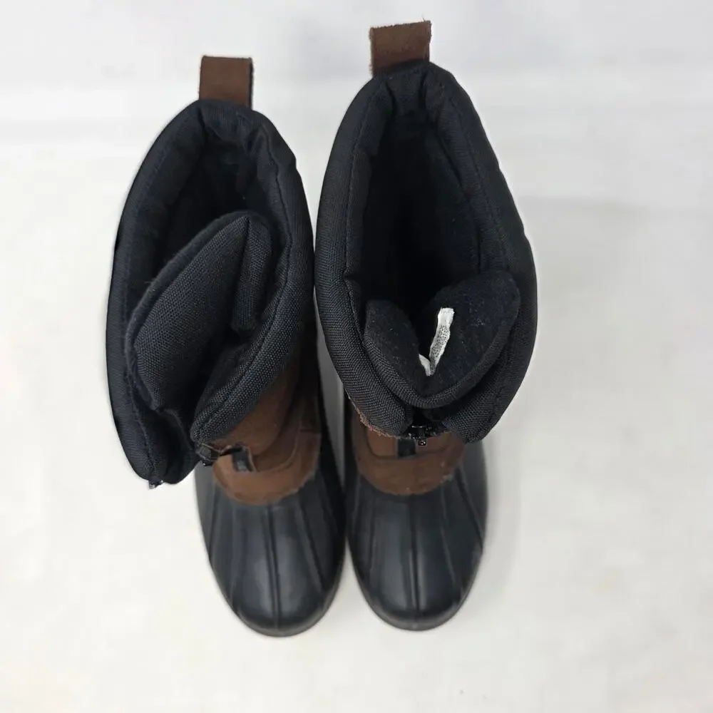 ComforTemp Leather Suede Rubber Duck Winter Boots Brown Black Mens 7